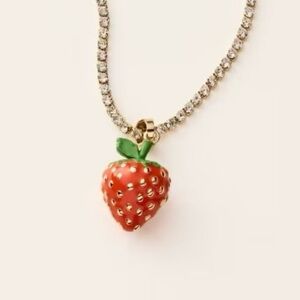 Kate Spade x Target Strawberry Charm Tennis Necklace, Gold. New In Box